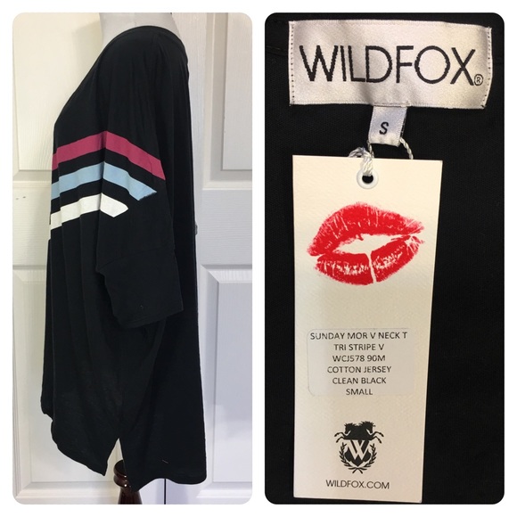 NWT!  Wildfox tri stripe v neck tee - Picture 2 of 4